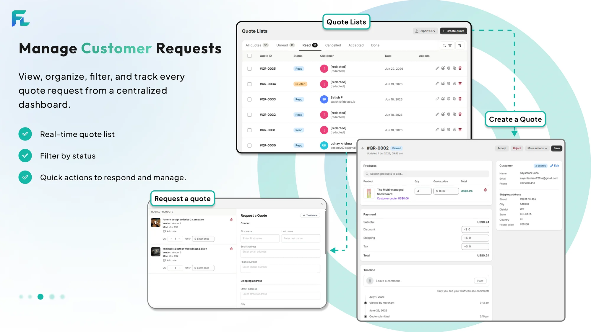 FIDE Quote Request — Quote dashboard